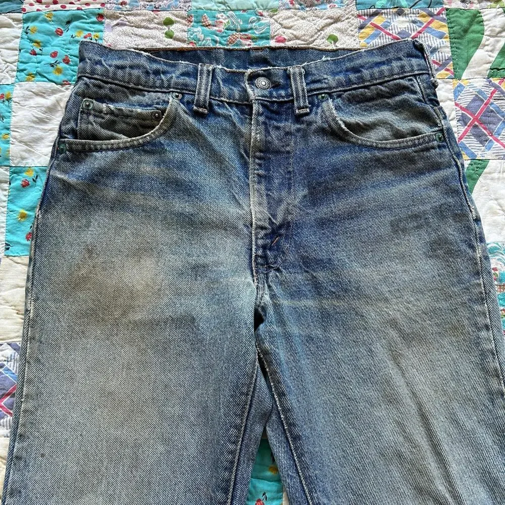 Vintage 70s Levi's 517 Red Tab Whisker Fade Flared Bootcut Jeans USA 28 x 33